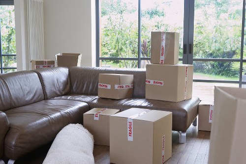 Packed boxes and furniture prepared for a local Greenwich removal